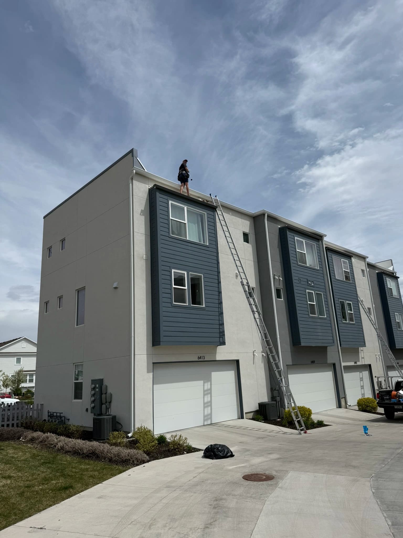 Modern townhome complex exterior