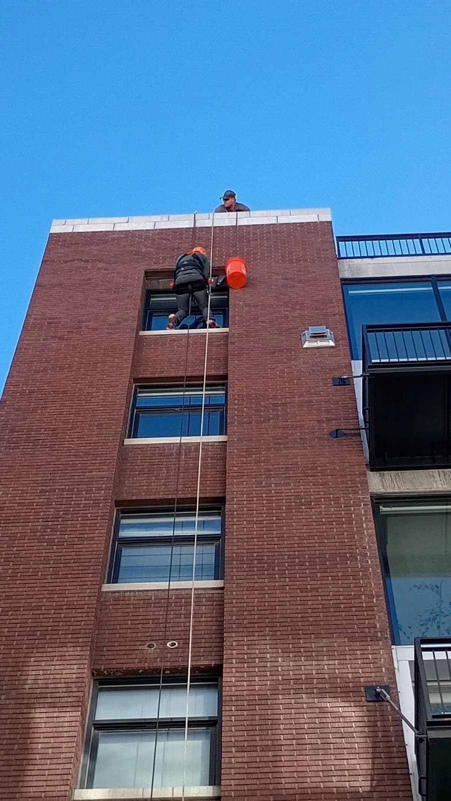 Historic brick university building exterior work